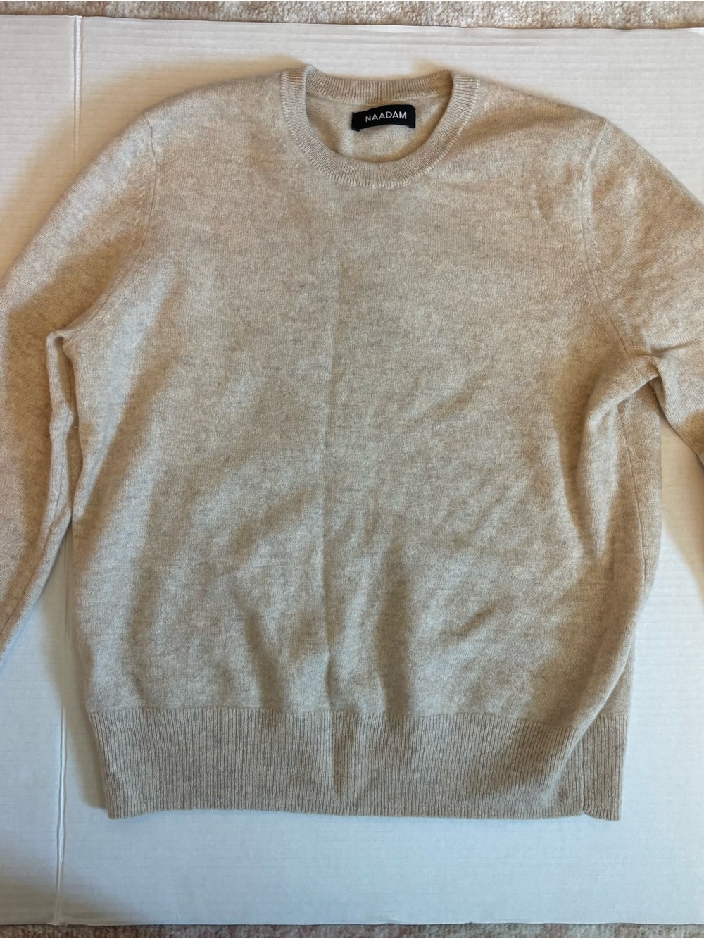NAADAM Crewneck Cashmere Sweater in Light Beige